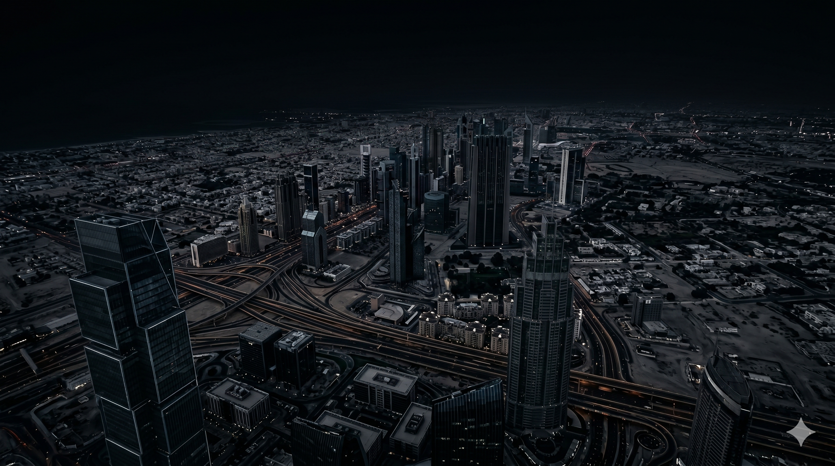 Aerial view of Dubai skyscrapers